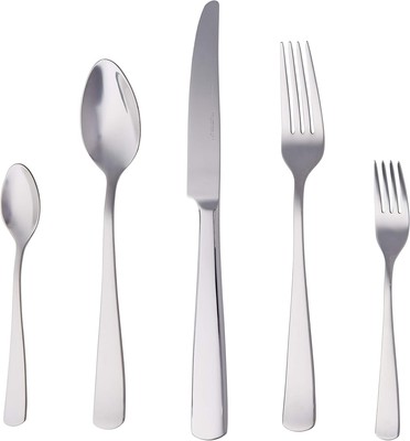 Amazon Basics Besteck-Set 20 tlg. (4 Personen) aus Edelstahl silber