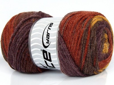 4-Skein Lot Ambiance Yarn Medium Acrylic 4x100g/200m Brown Gold Maroon