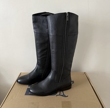 BNIB Lands End Unique leather Knee High Riding Style Boots Size 7 Wide Calf