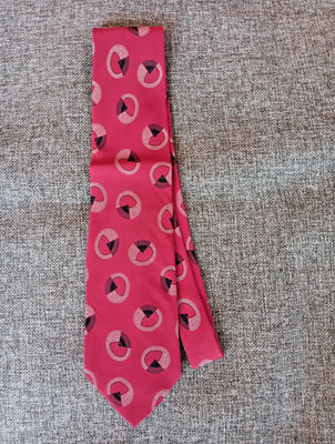 Tie 70s 80s 90s Y2K Mens Fleets Silk Red White Black 3.75 Wide 57 Long