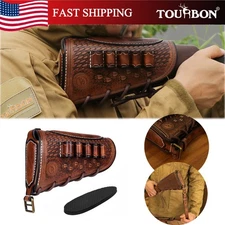 TOURBON Leather Recoil Pad Shotgun Cheek Rest 12GA Ammo Carrier Shooting Gift US