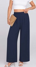 Womens High Waisted Wide Leg Pleated Dress Pants Loose Baggy Business Work Large