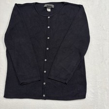 Banana Republic Cardigan Sweater Women S 100% Silk Black Crew Neck Button Knit