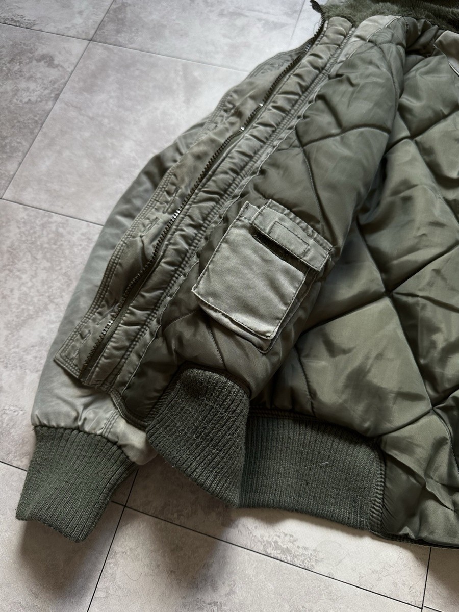 Vntg Washed Bomber LGB If Six Was Nine Style Faux Fur Zip Cropped