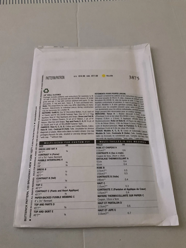 "Lote de tres patrones de ropa para muñecas de 18"" #3" Foto 2 de 4