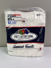 VTG 1986 Fruit of the Loom Men 3 Pack Crew Neck White T Shirts M38-40 100 cotton