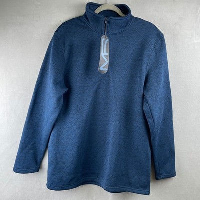 MACK RUSSO Mens XL Blue Heathered 1/4 Zip Pullover Sweatshirt Long Sleeve Cozy