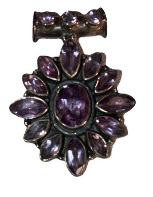 Maßgeschneidert Amethyst Blume Cluster Anhänger Edelsteine Lila 18'' Kette  