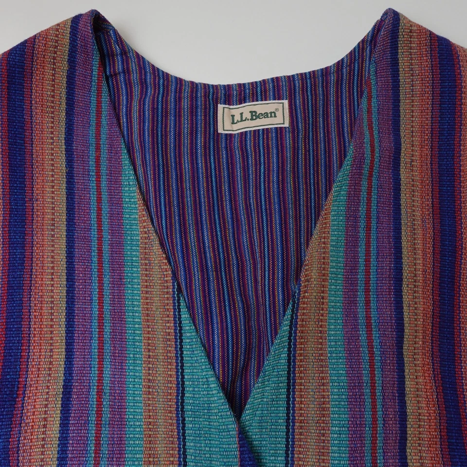 Vintage 80s LL Bean Colorful Striped Vest Native American Size Large Rainbow - Image 2 of 4