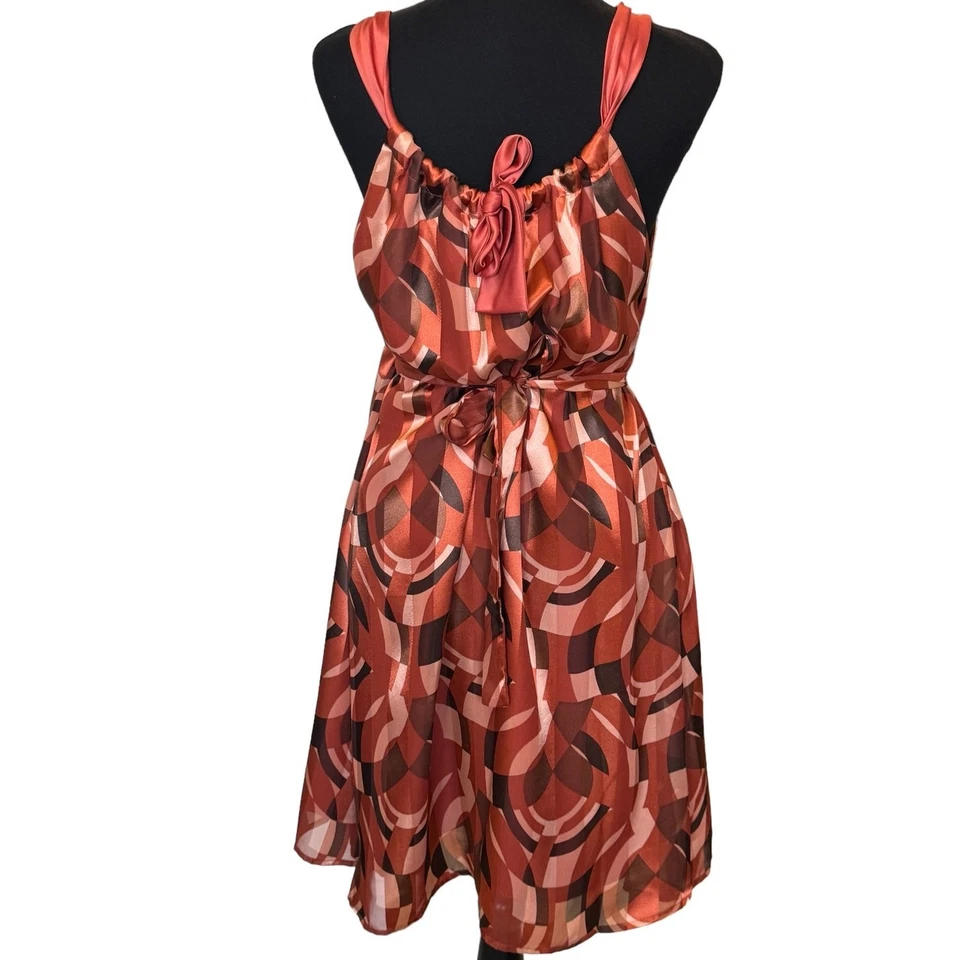 Nuevo ~ BCBGIRLS ~ Vestido Plisado Estampado Abstracto Línea A Talla S Foto 3 de 4