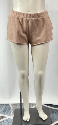 Colsie Lounge Shorts Women's Elastic Waist Soft Fleece Raw Hem Brown Size L