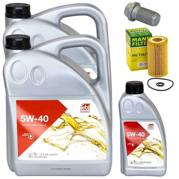 MotoröL Filter Set Febi Sae 5W-40 11 Liter + Schraube FüR Mercedes Sprinter 4,6-image