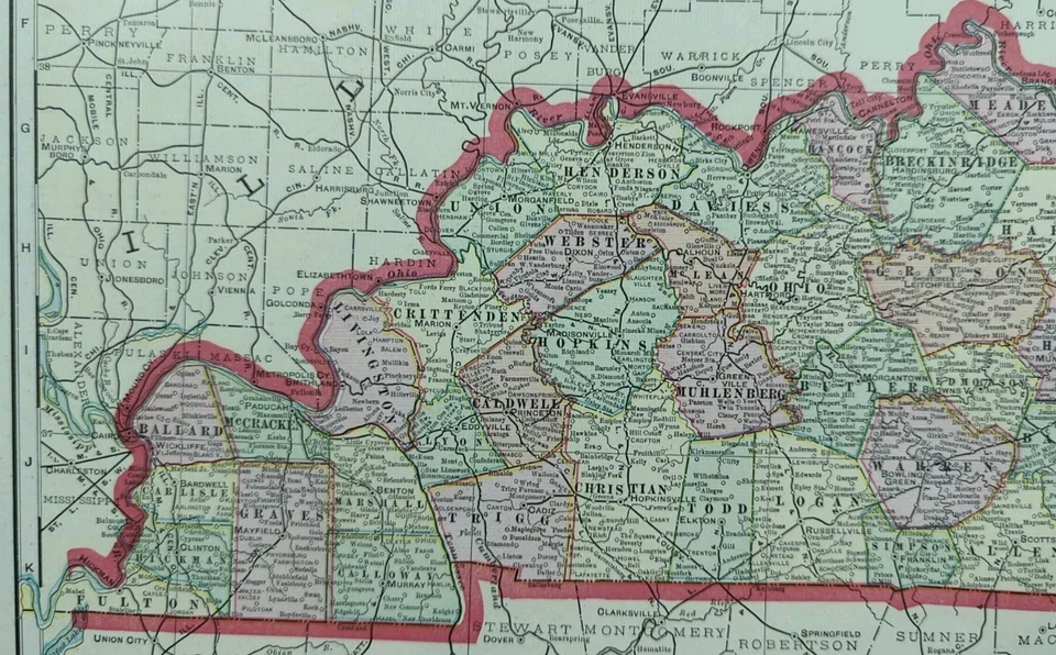 Vintage 1903 KENTUCKY Map 22"x14" ~ Old Antique Original FRANKFORT LOUISVILLE KY - Image 3 of 4