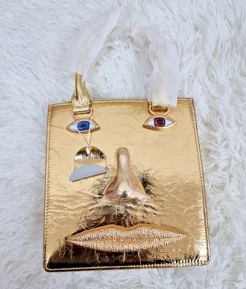 Gold Metallic Leather Face Top Handle Bag Chain Strap - Image 3 of 4
