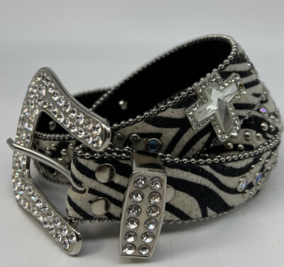 Like new Rhinestone Cowhide Western Belt Brown Cowhide Belt with Rhinestone and Antique Sliver Studs  main image 2