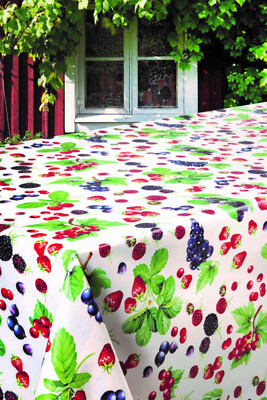 PVC TISCHDECKE SOMMER BEEREN OBST ERDBEERE BROMBEERE HIMBEERE ABWISCHBAR