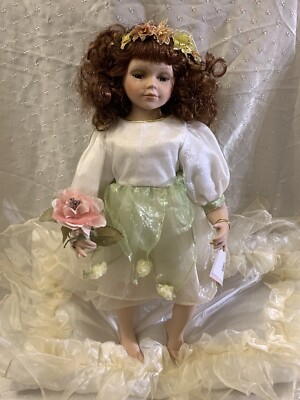 Dan & EA Porcelain 18'' Fairy Doll On Decorative Pillow