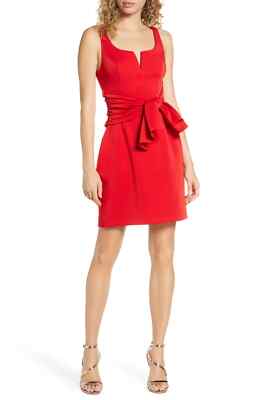 NEW HARLYN Apple RED Notched TIE WAIST A-Line SHEATH Cocktail DRESS M 4553