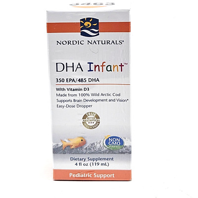 Nordic Naturals 4oz DHA Infant Unflavored 1050 mg Omega-3 Vitamin D3 April2026