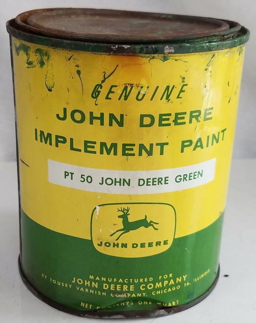 original JOHN DEERE Implement Paint Can Green Metal tractor farm 5" old