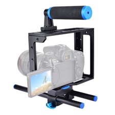 Movie Making DSLR Camera Video Cage Mount Rig Cage Kit Top Handle Grip 15mm Rod