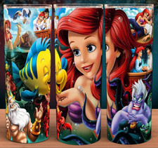 Little Mermaid Cartoon Collage Cup Mug Tumbler 20oz with lid and straw