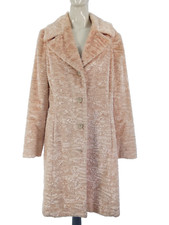 Bebe Womens Coat Vintage Faux Astrakhan Faux Fur Mid Length Crushed Velvet L