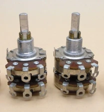 400K Dual-Gang Potentiometer, Short Shaft - Linear, Long Shaft - Log  (Qty 2)