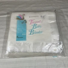NOS Toddletime Baby Morgan JCPenney White Cotton Thermal Blanket Nylon Edging F2