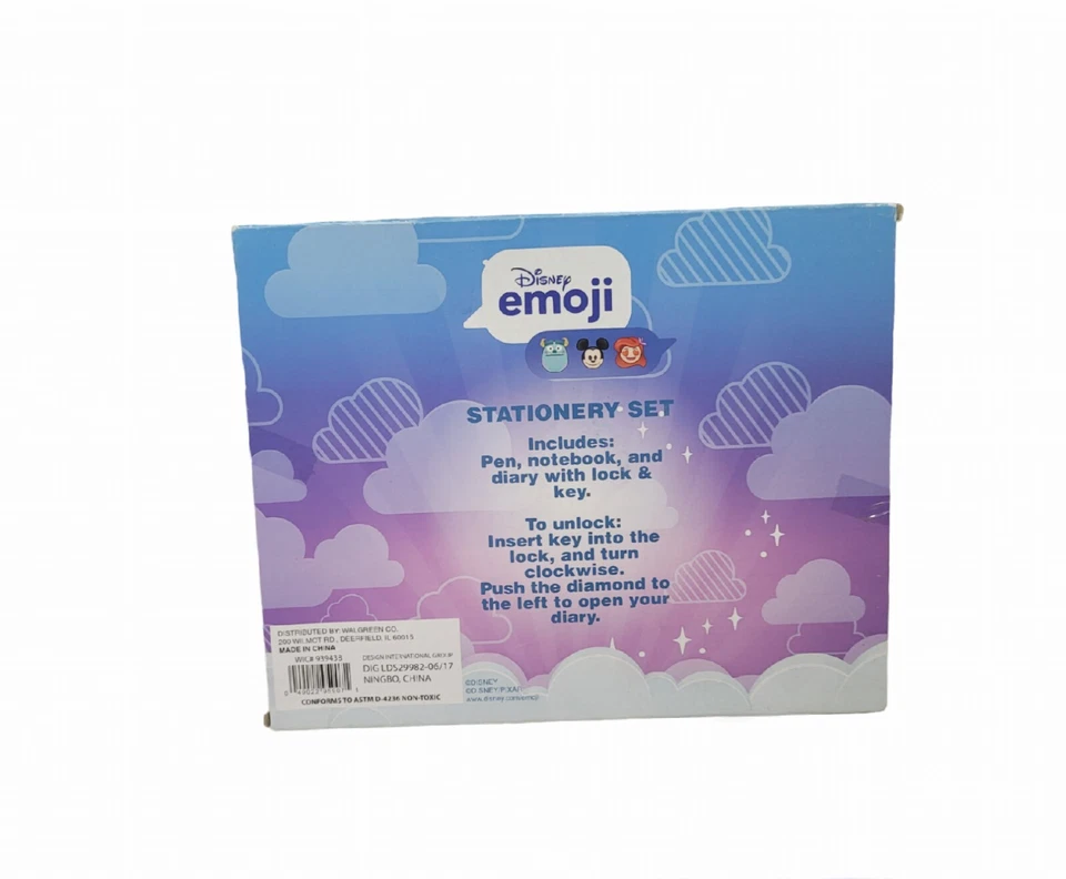 Disney Emoji Stationary Set Diary w/ Lock, Pen & Notebook 2016 Damaged Box - Image 2 of 4