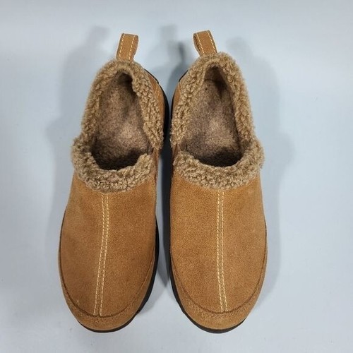 LANDS END Slipper Fleece gefütterte Pantolette Clog Mokassin hellbraun Wildleder Größe 7 Stil 247709 - Bild 5 von 12