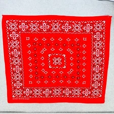 Vintage Bandana Fast Color Red White Black 100% Cotton RN13962 Rectangle