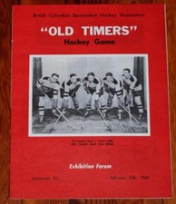 Vintage 1960 Bentley Brothers Oldtimers Hockey Game Program Vancouver BC 
