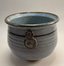 Hand Thrown Signed Art Pottery Speckled Turquoise Vase Pot Planter