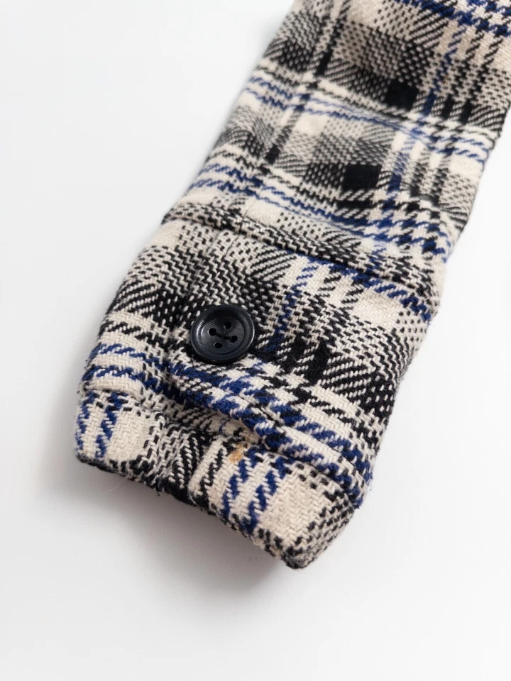 Abrigo Guess Jeans Mujer XS Cuadros Negro Blanco Abotonado Chaquetón Lana Poliéster Foto 3 de 4