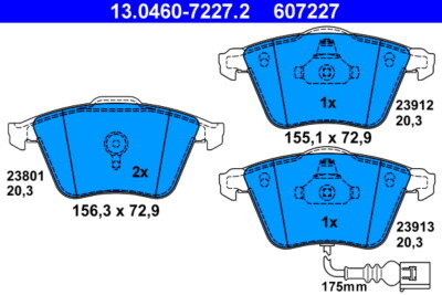 ATE 13.0460-7227.2 brake pad set, disc brake for Audi, Seat, VW