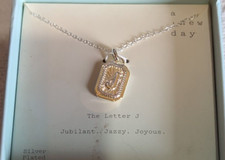 Silver Plated Initial Letter J Charm Pendant Necklace 16"-18" Female Male NEW