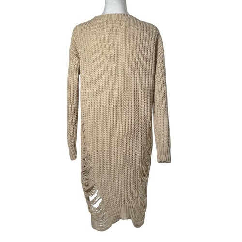 MODA NOVA Para Mujer Beige/Crema Envejecido Suéter Triturado Mini Vestido Talla M/L - Imagen 6 de 6