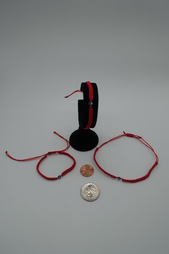 Best deal pack of 3 macrame red bracelet with blue Turkish eye - Picture 4 of 5