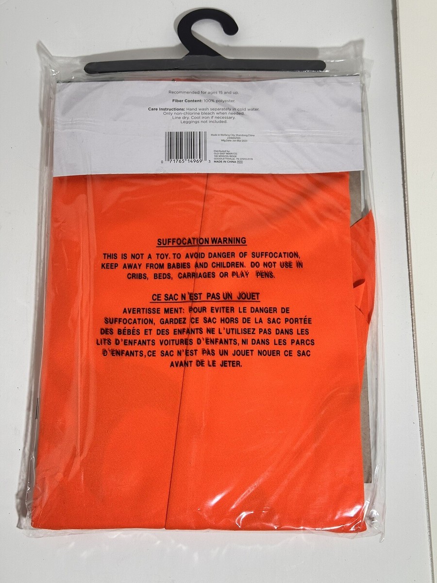 Happy Halloween Orange Pumpkin Poncho Costume - Adult Size (4-14