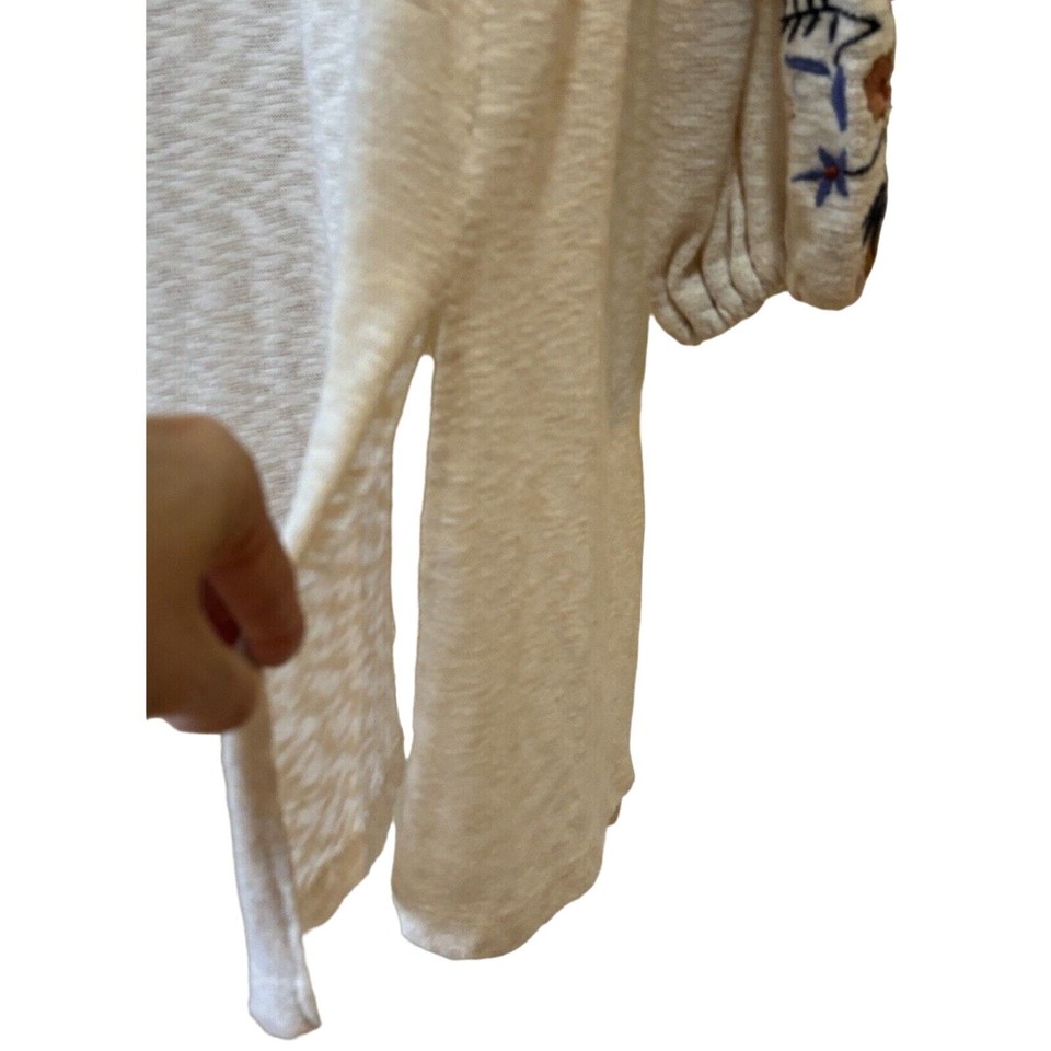 EYESHADOW Open Knit Sleeve Embroidery Floral Cardigan Women’s