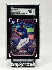 2023 Bowman Chrome Prospects Bryan Acuna SGC 10 Fuchsia Lunar Ref. /199 #BCP-37