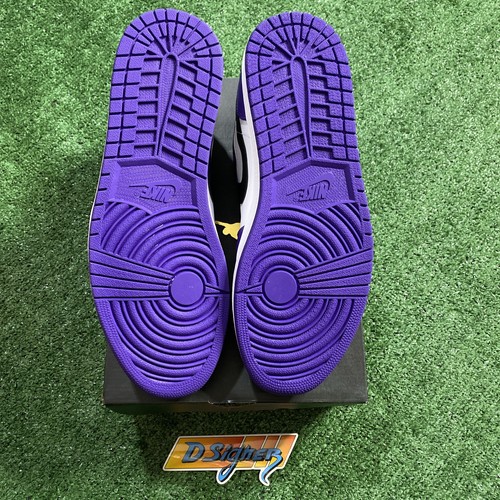 Taglia 13 - Air Jordan 1 Low Bianco/Nero-Viola Corte NUOVISSIME! SPEDIZIONE VELOCE! - Foto 2 di 6