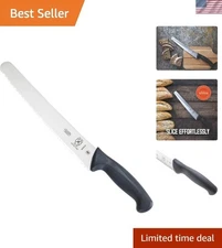 10-Inch Millennia Black Handle Bread Knife with Wavy Edge - High Carbon Steel