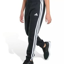 Adidas Classic 3 Stripe Black Fleece Joggers Size XL