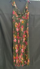 Guess Women's Green Floral Pleated Ruffle Sleeveless Maxi Dress NWT Size 6
