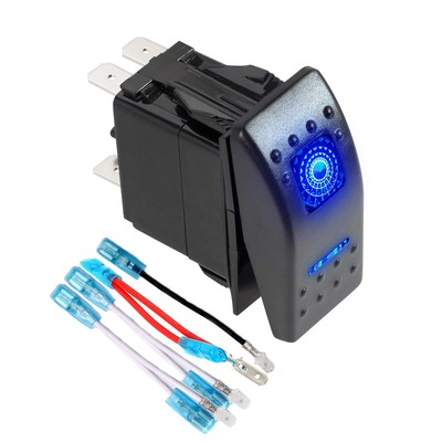 Momentary Rocker Switch 7Pin Laser On/Off/On Blue LED Light 20A/12V 10A/24V Togg