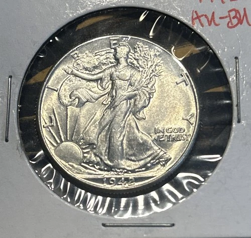 1942-D Denver Walking Liberty Half Dollar US 50c Silver Coin AU/BU Slider