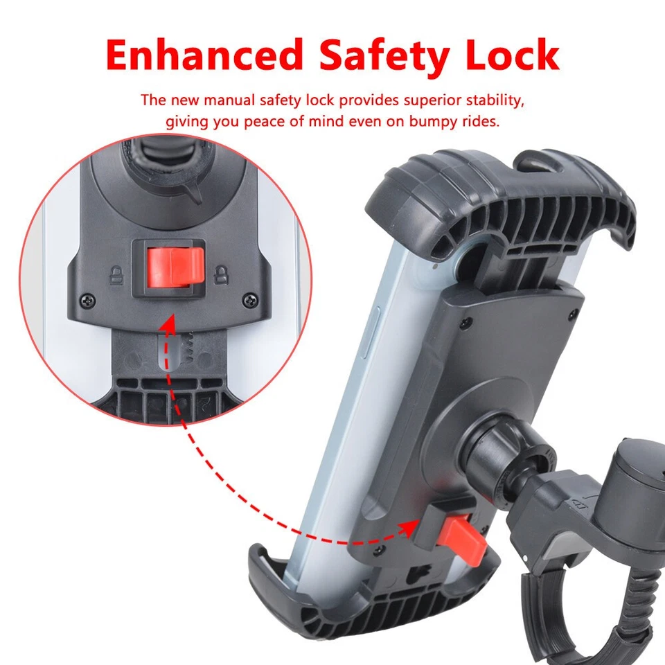 Motorcycle Cell Phone Holder MTB Bike Bicycle GPS 360° Rotatable Mount Universal - Image 3 of 4