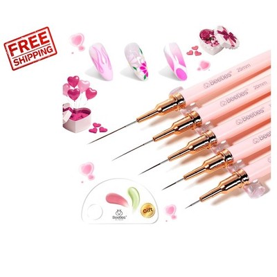 Beetles 5pcs Nail Art Brushes Set for Detailed Designs - Pink Liner Sizes 5-25mm